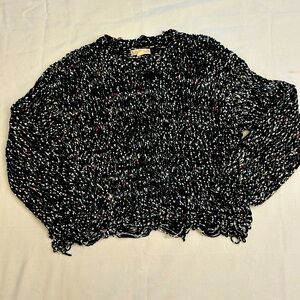 It’s Our Time brand sweater, green with multi color accents, size medium